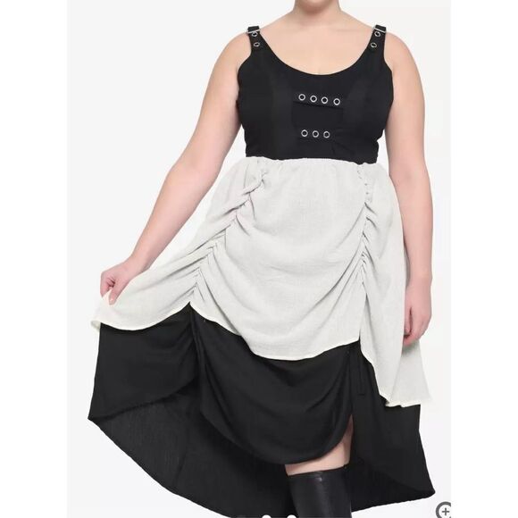 Hot Topic Bustle Buckle Strap Skirtall Black Goth/Punk Size Medium New - Picture 1 of 8